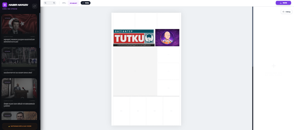 Manşet-Matik Editor Arayüzü